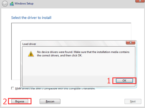 windows 10 install no device drivers were found